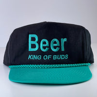 BEER KING OF BUDS Vintage Turquoise Green Rope Snapback Cap Hat Custom Embroidered