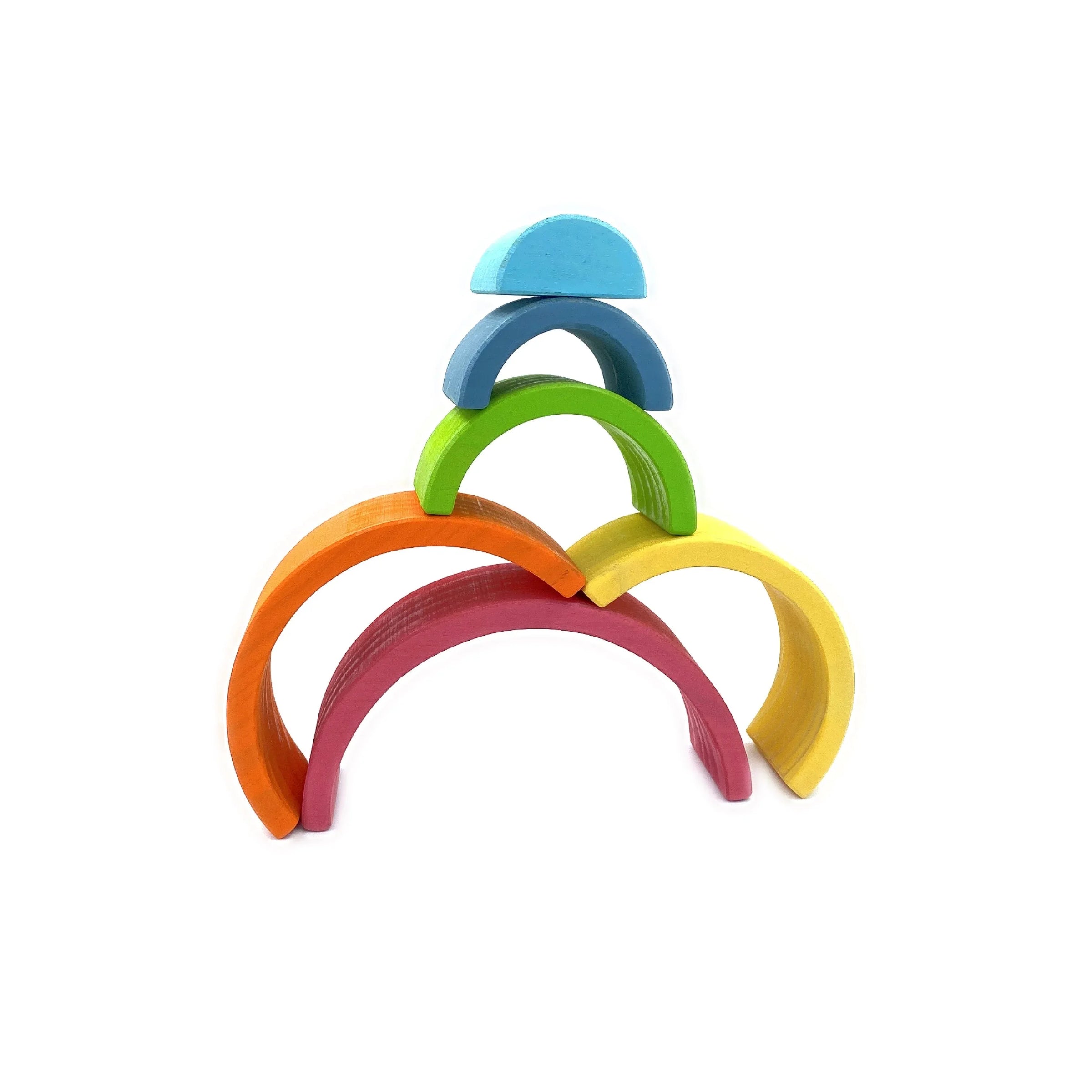 6 Pcs Small Rainbow Stacking Blocks in Pastel/Macaron Colors - BIG FRENCHIES