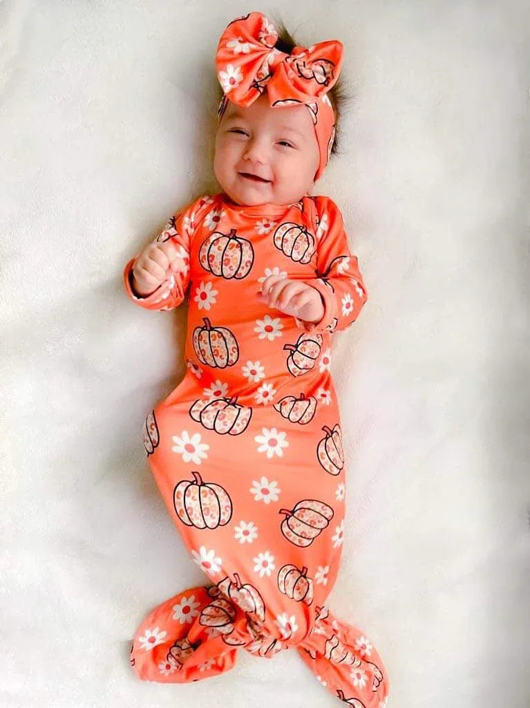 Leopard pumpkin gown and headband set - BIG FRENCHIES