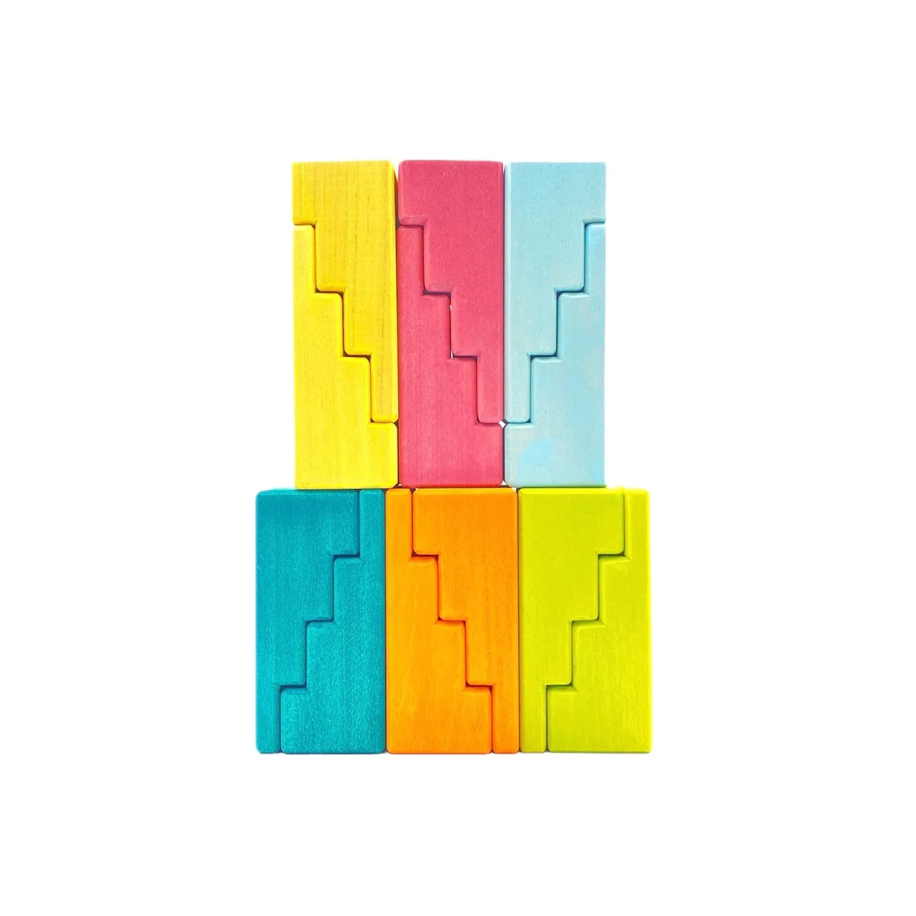 12-Piece Stained Stepped Roof Building Block Set — Pastel / Macaron Colors - BIG FRENCHIES