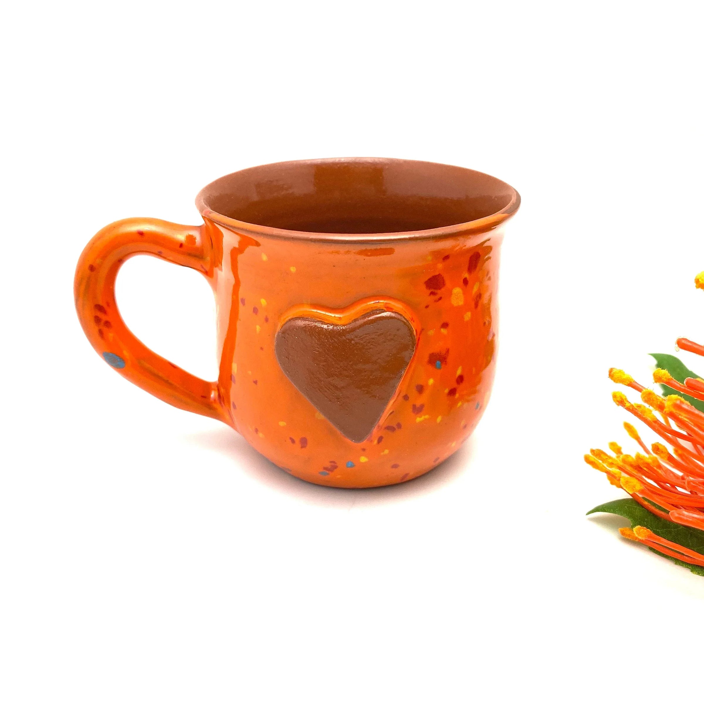 Calliope Heart Mug - Speckled Orange look - BIG FRENCHIES