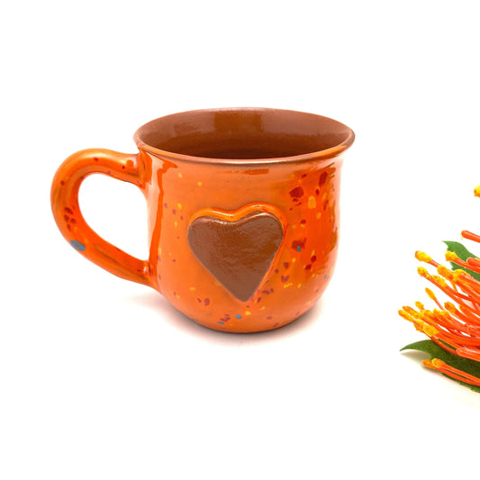 Calliope Heart Mug - Speckled Orange look - BIG FRENCHIES