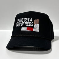 LEMME GET A PACK OF REDS Vintage Black Rope SnapBack Cap Hat Funny Custom Embroidered