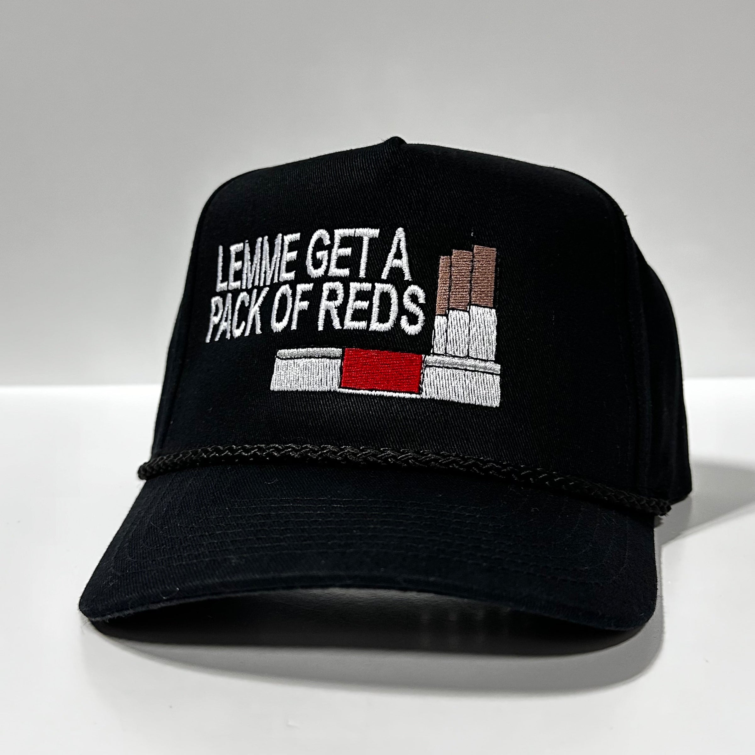 LEMME GET A PACK OF REDS Vintage Black Rope SnapBack Cap Hat Funny Custom Embroidered