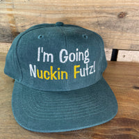 I’m Going NUCKIN Futz Vintage Custom Embroidered Dark Green Mid Crown Baseball Flat Brim Adjustable Strap Back Cap Hat