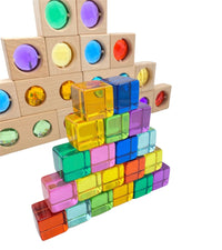 15 Pcs Colored Track with 20 Pcs Lucite Cubes Set with Storage Tray - BIG FRENCHIES