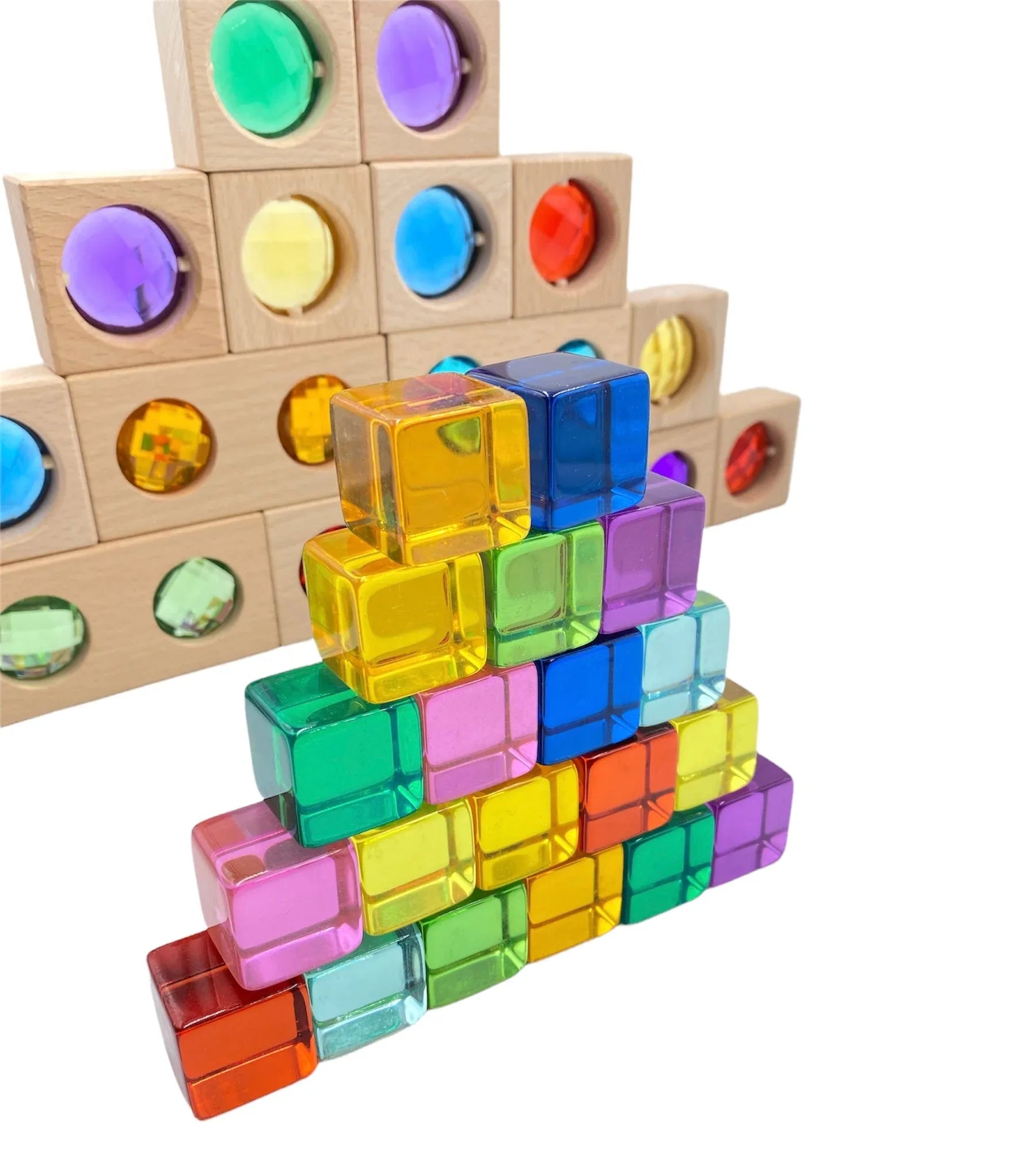 15 Pcs Colored Track with 20 Pcs Lucite Cubes Set with Storage Tray - BIG FRENCHIES