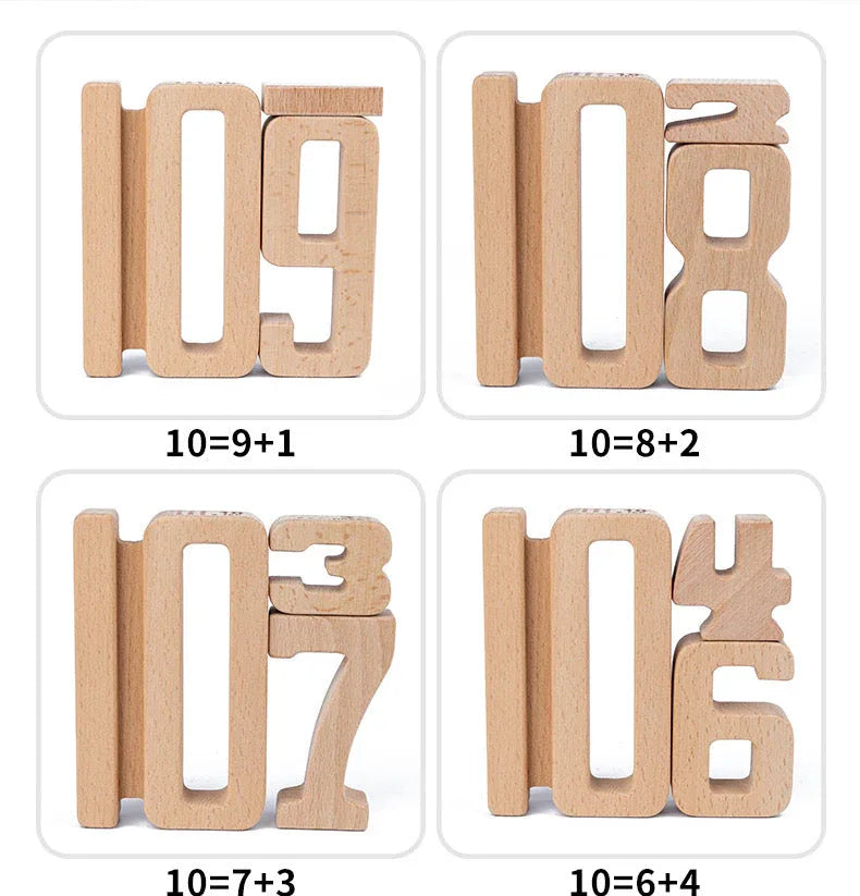 32 Pcs Wooden Math Number Building Blocks Set with Tray - BIG FRENCHIES