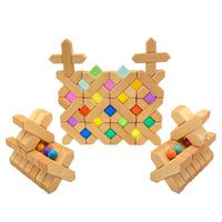 32-Piece Wooden X-Shape Building Blocks Set with Storage Tray - BIG FRENCHIES
