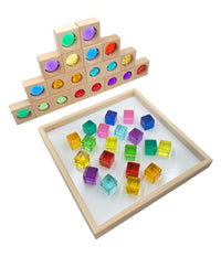 15 Pcs Colored Track with 20 Pcs Lucite Cubes Set with Storage Tray - BIG FRENCHIES