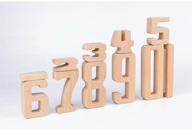 32 Pcs Wooden Math Number Building Blocks Set with Tray - BIG FRENCHIES