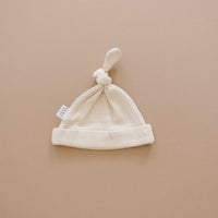 Vanilla Organic Ribbed Newborn Knot Hat - BIG FRENCHIES