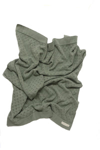 Mint Pointelle Knit Blanket