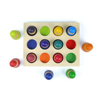12-Piece Rainbow Peg Doll People with Sorting Tray – Primary Colors - BIG FRENCHIES