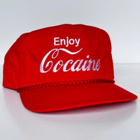 Custom Enjoy Cocaine Vintage Rope SnapBack Cap Hat Custom Embroidered