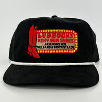 LUBBOCK'S VERY BIG SHOES Mid Crown Rope Retro Black SnapBack Cap Hat Custom Embroidered Collab PotentFrog
