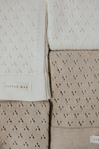 Vanilla White Pointelle Knit Blanket