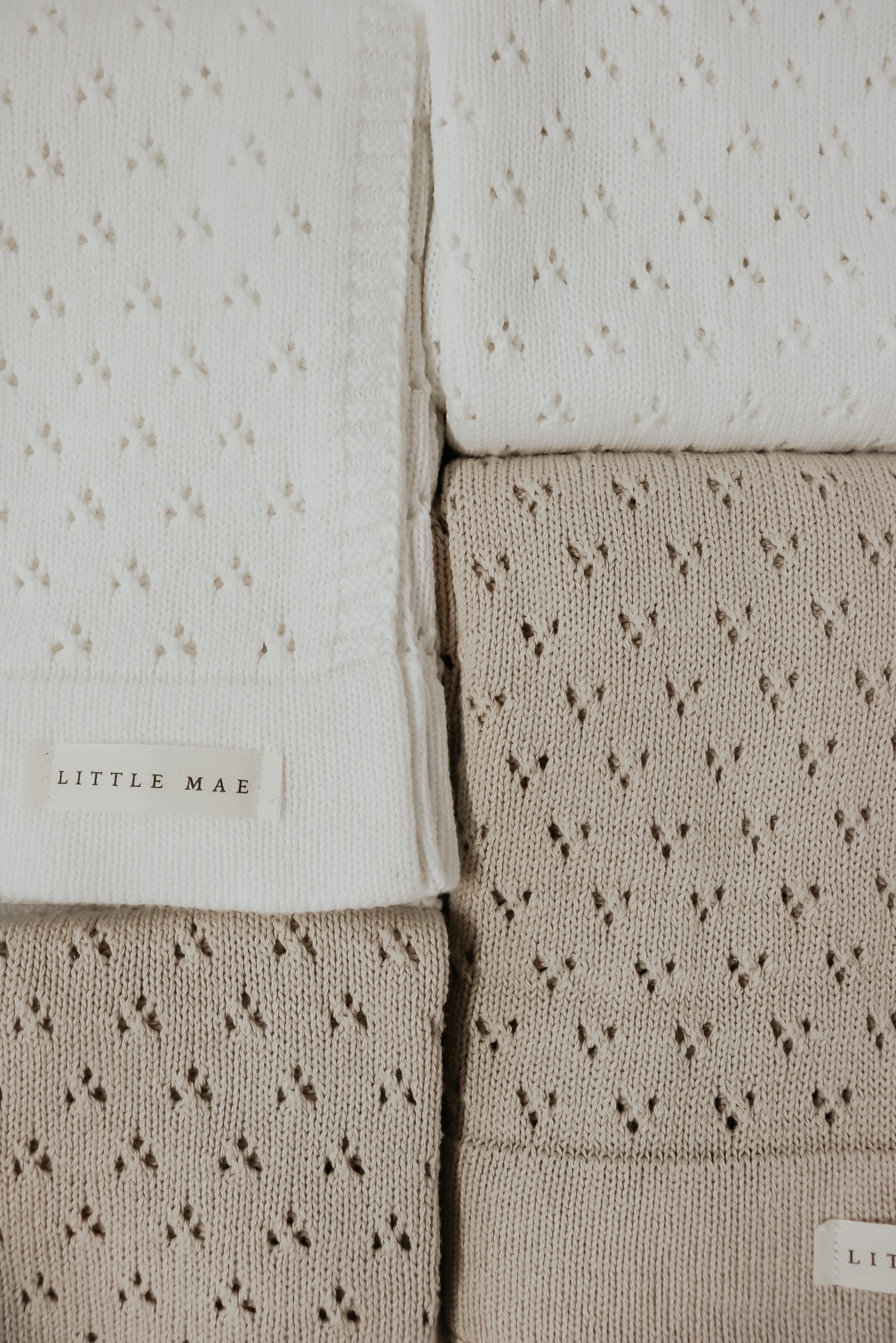 Vanilla White Pointelle Knit Blanket