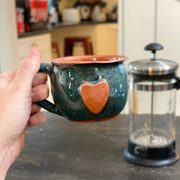 Calliope Heart Mug - Teal Fireworks - BIG FRENCHIES