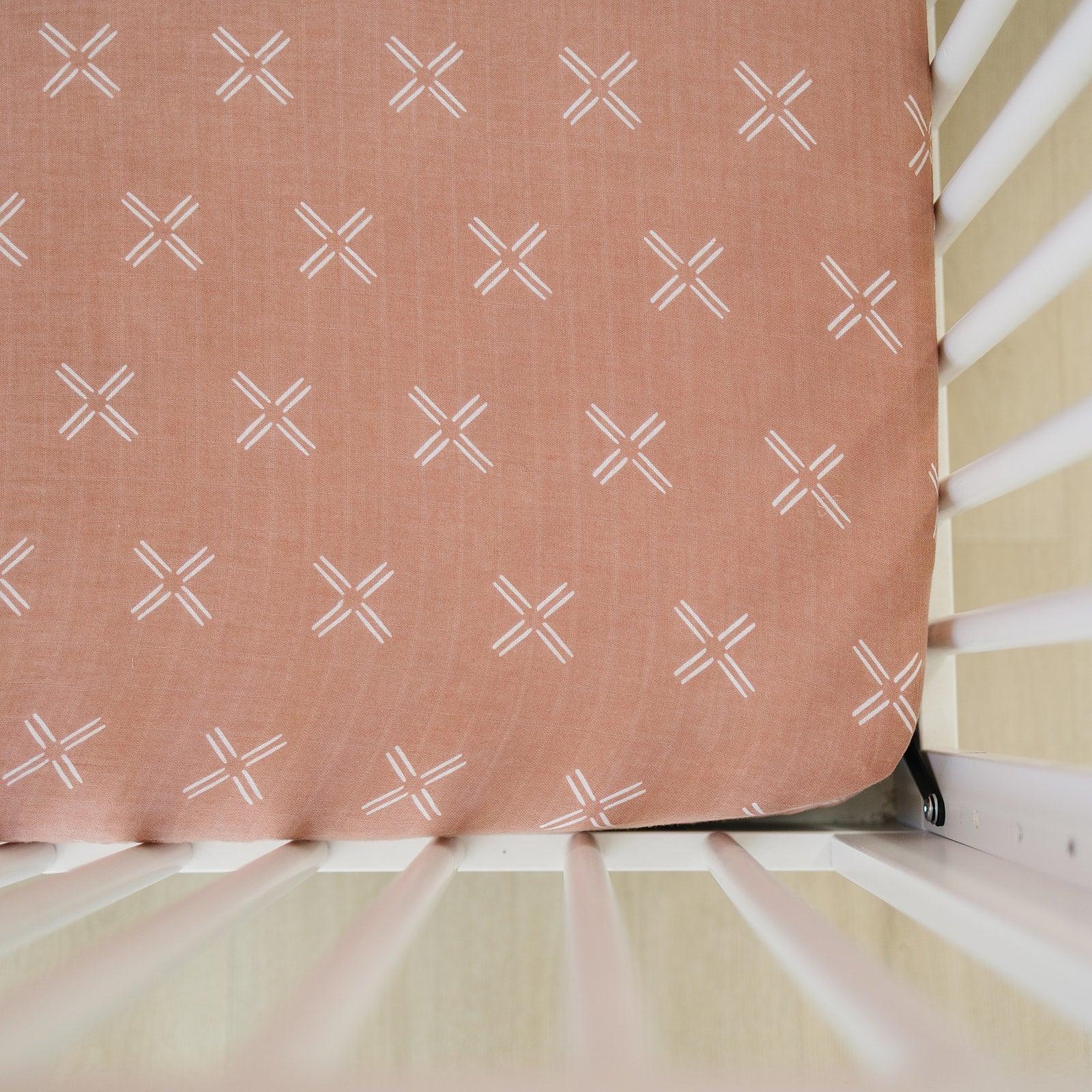 Just Peachy Muslin Crib Sheet - BIG FRENCHIES