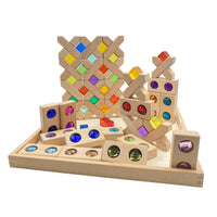 54 Pcs Combination Set with X-shape and Rectangular Gemmed Blocks and Lucite Cubes - BIG FRENCHIES