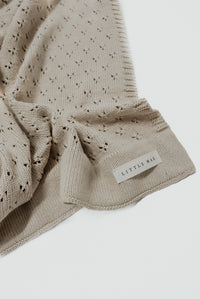 Toffee Pointelle Knit Blanket