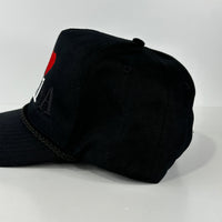 I love Canada custom embroidered secret message black rope snapback