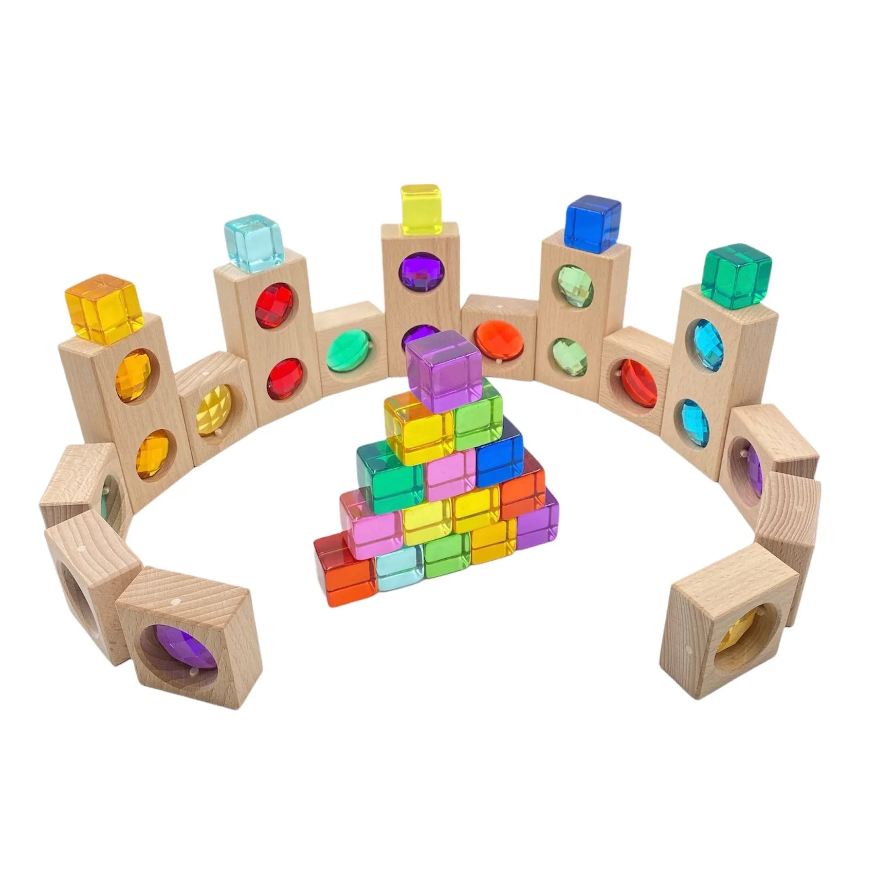 15 Pcs Colored Track with 20 Pcs Lucite Cubes Set with Storage Tray - BIG FRENCHIES
