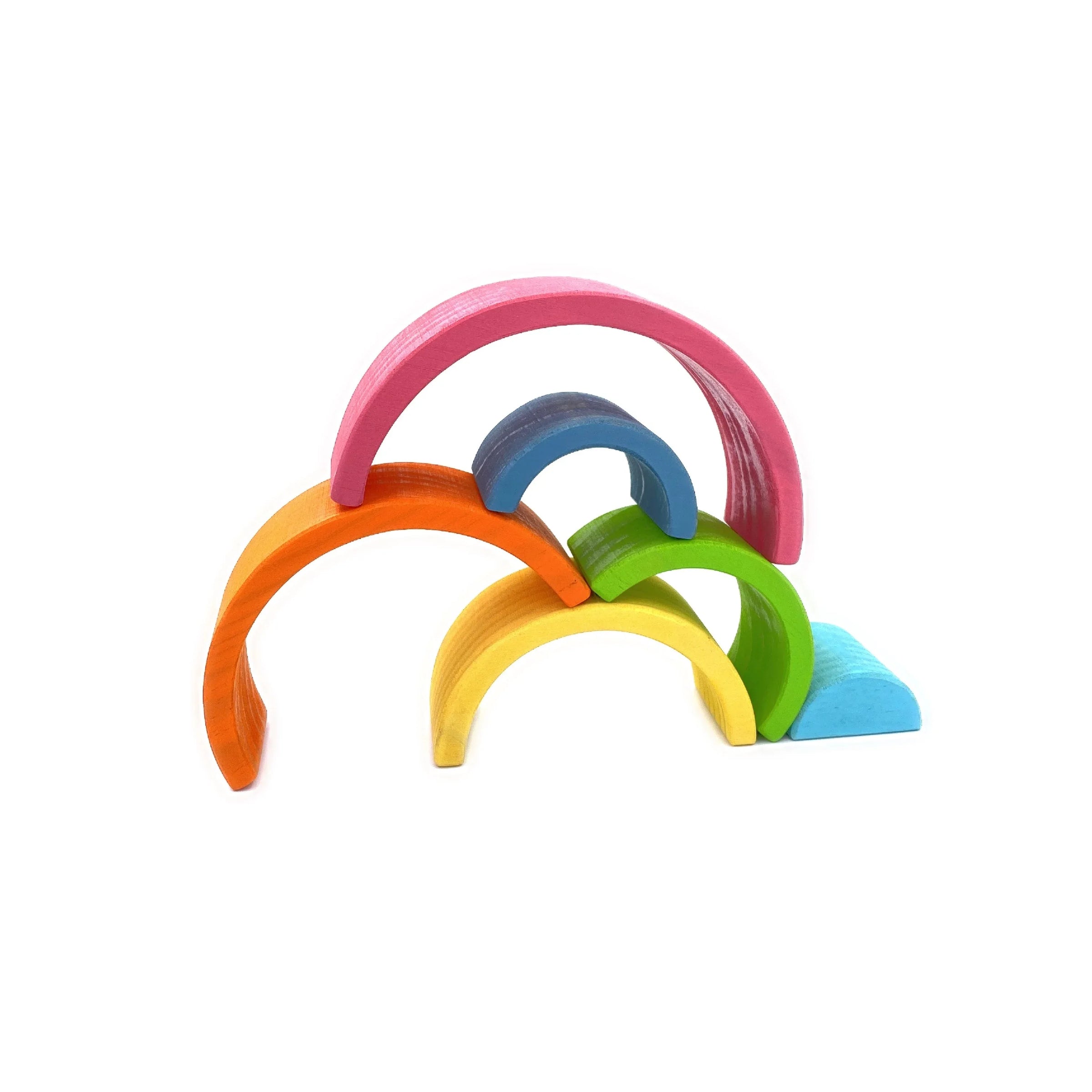 6 Pcs Small Rainbow Stacking Blocks in Pastel/Macaron Colors - BIG FRENCHIES