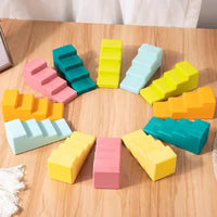 12-Piece Stained Stepped Roof Building Block Set — Pastel / Macaron Colors - BIG FRENCHIES
