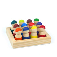 12-Piece Little Peg Doll Set with Tray — Primary Colors - BIG FRENCHIES