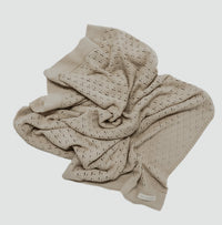 Toffee Pointelle Knit Blanket