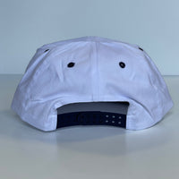 RUN THE DANG BALL Silver and Navy Blue on a Vintage Rope Navy Brim Snapback Cap Hat Custom Embroidered