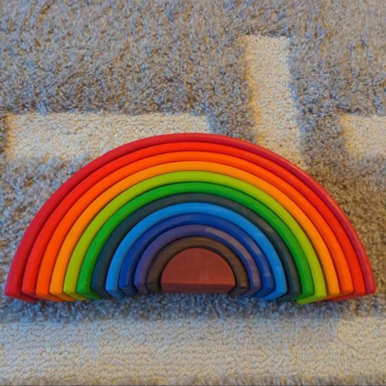12-Piece Large Wooden Rainbow Stacking Blocks – Primary Colors | Pine or Linden Wood Options - BIG FRENCHIES