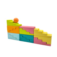 12-Piece Stained Stepped Roof Building Block Set — Pastel / Macaron Colors - BIG FRENCHIES