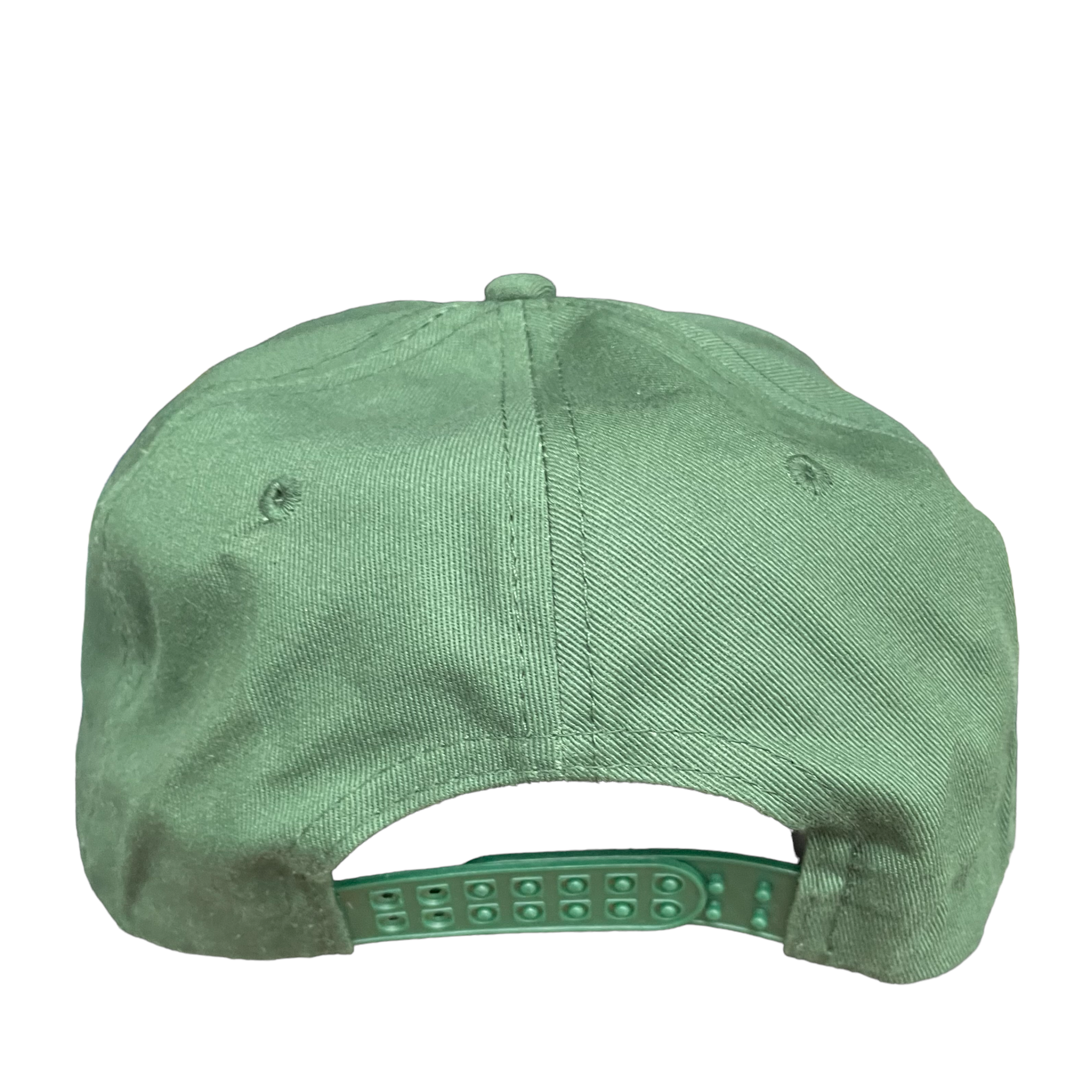 RUN THE DANG BALL Yellow and Green on a Vintage Rope Green Snapback Cap Hat Custom Embroidered