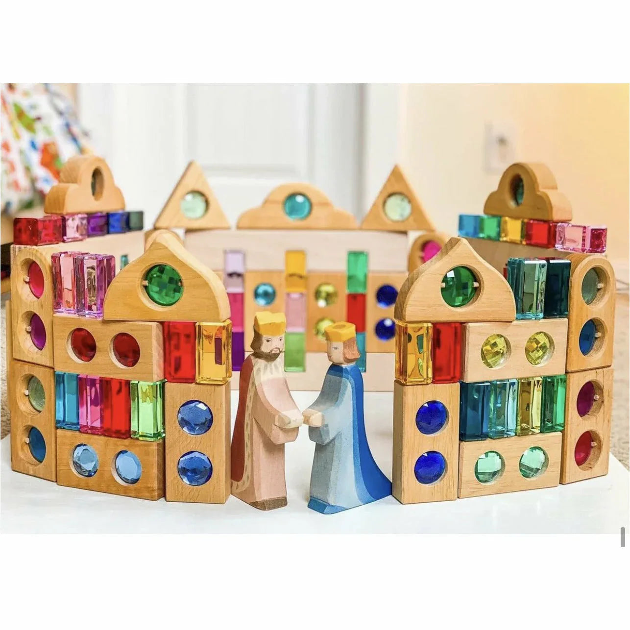 12-Piece Rainbow Fairytale Window Blocks with Storage Tray | Light & Color Play - BIG FRENCHIES