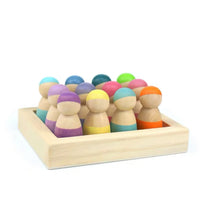 12-Piece Little Peg Doll Set with Tray — Pastel Colors - BIG FRENCHIES