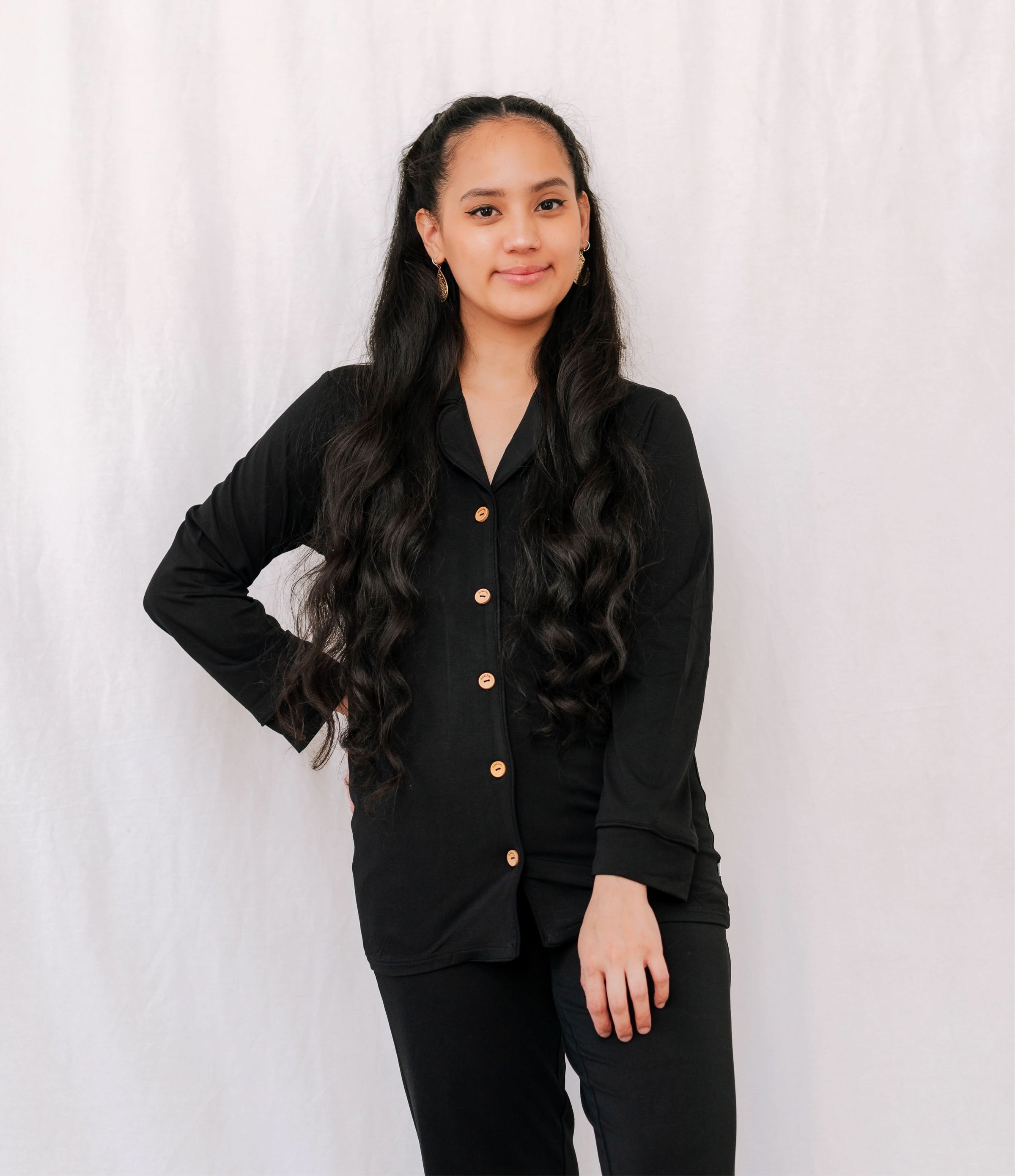 Nightfall | Adult Button Pajama Top White Trim