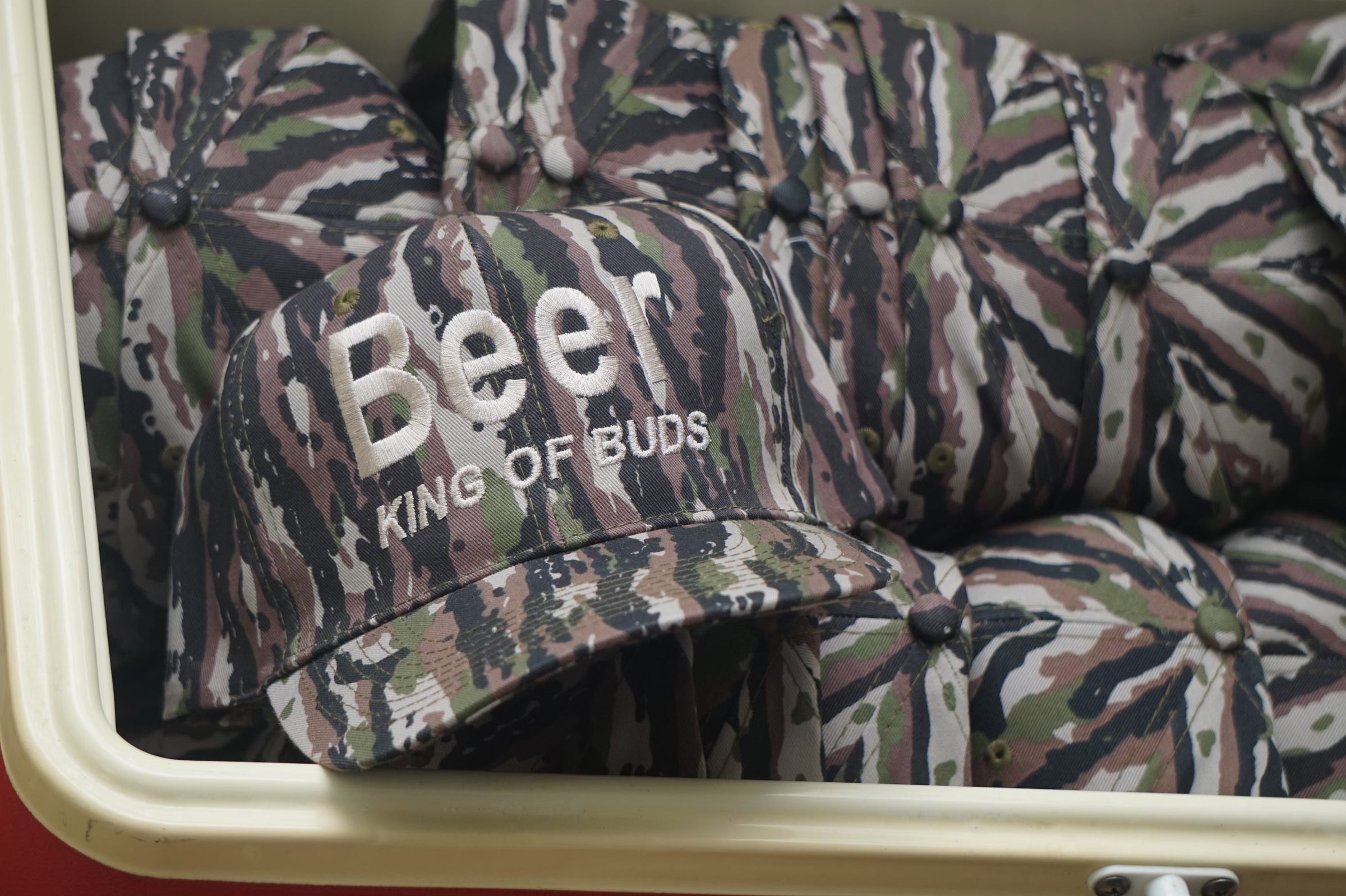 BEER KING OF BUDS Camouflage Snapback Cap Hat Camo Custom Embroidered