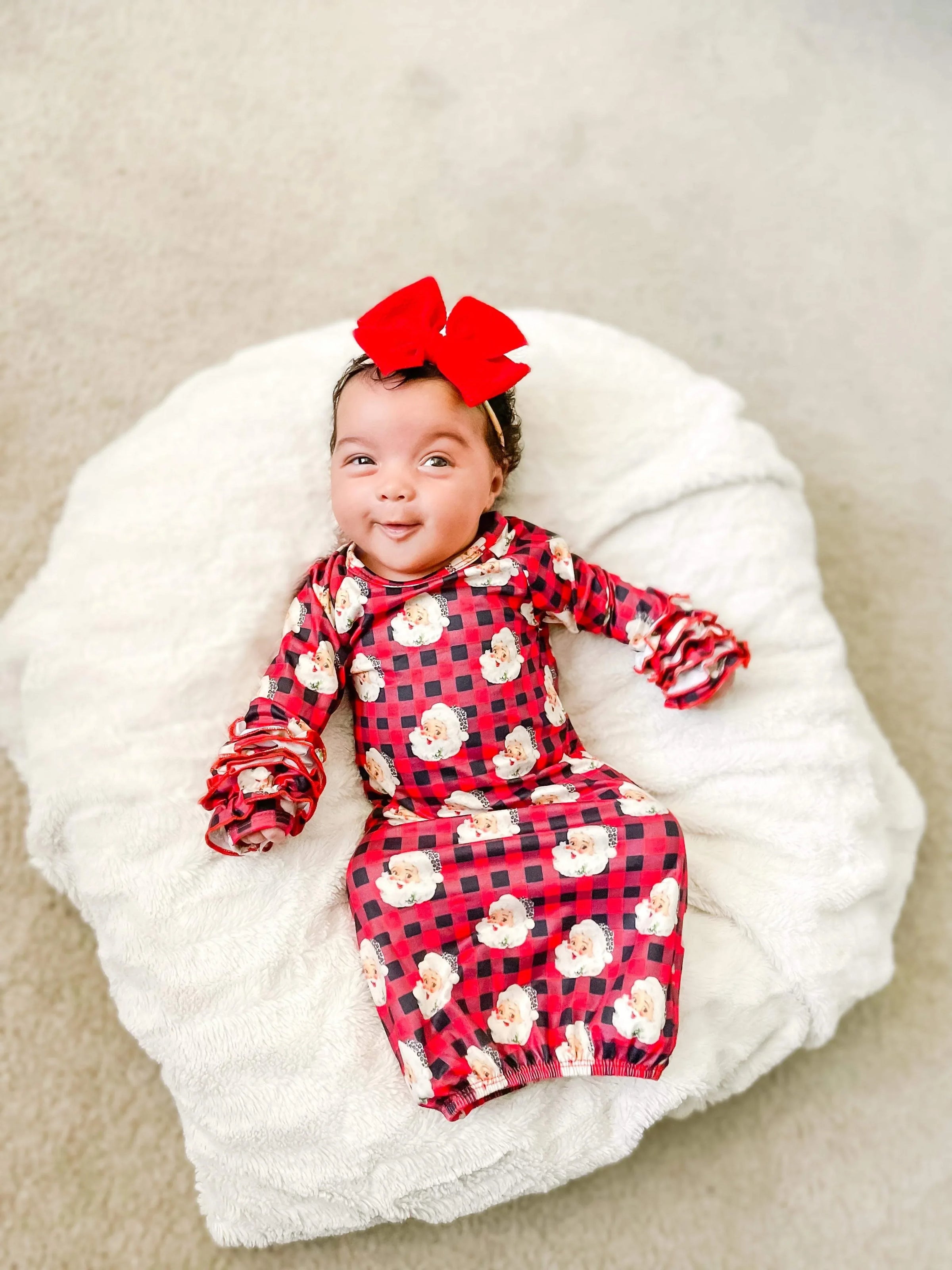 Buffalo plaid leopard Santa ruffle gown - BIG FRENCHIES
