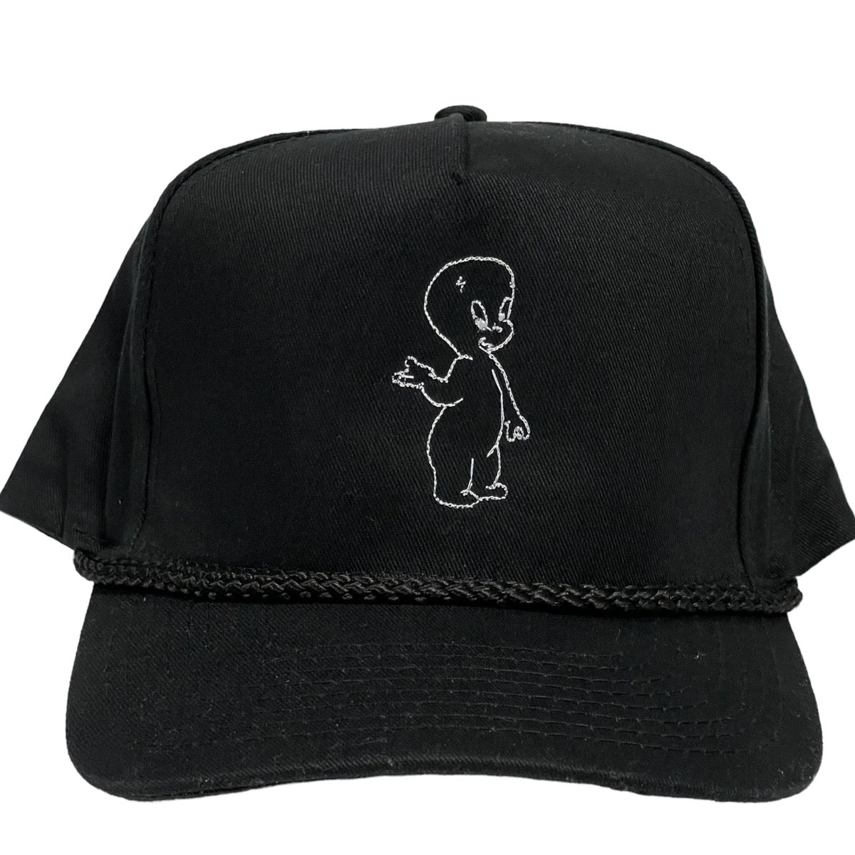 Ghost on Vintage Custom Embroidered Black SnapBack Hat Cap with Rope