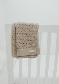 Toffee Pointelle Knit Blanket