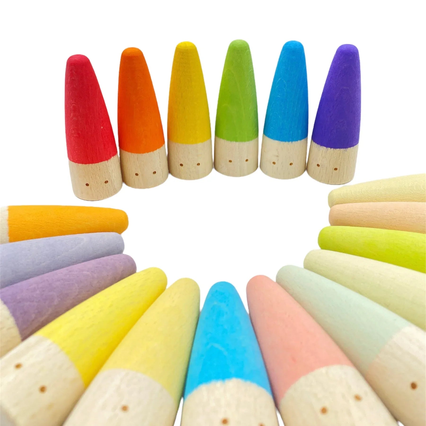 18-Piece Stained Wooden Stick Gnomes - BIG FRENCHIES