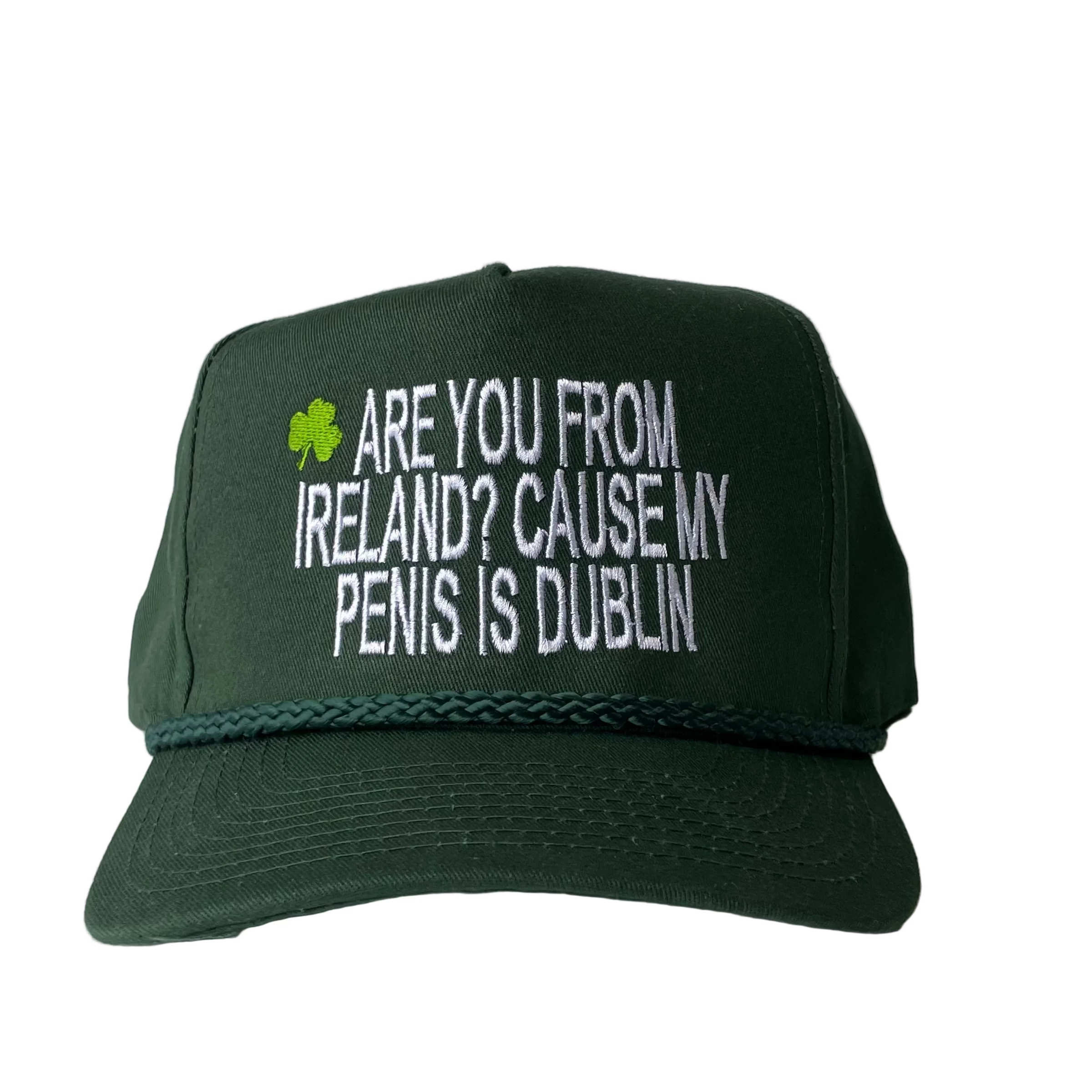 St. Patricks Day Are You From Ireland Cause My Penis is Dublin Green Rope SnapBack Cap Custom Embroidered NSFW hat