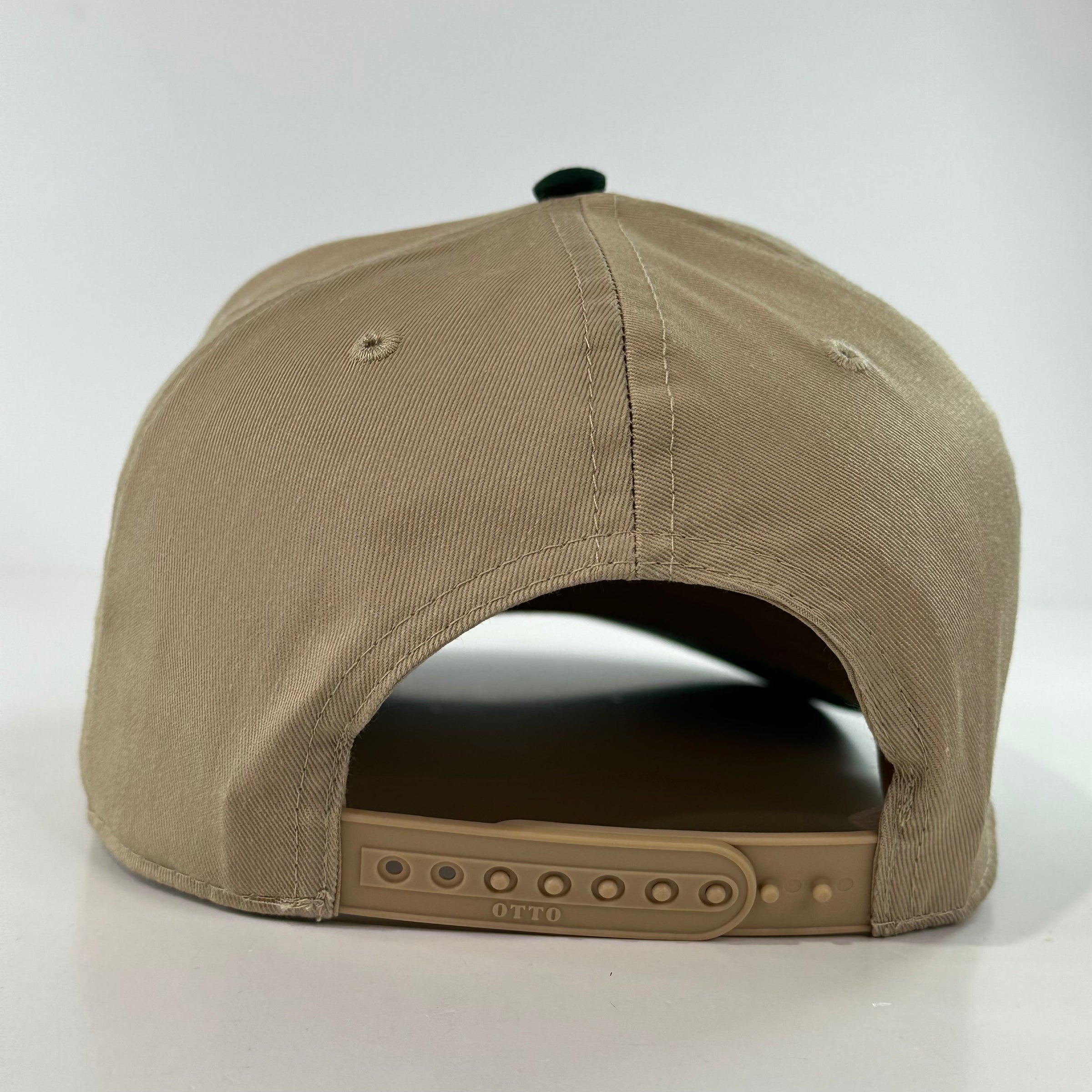 WOOD Duck on a tan crown green brim SnapBack Hat Cap Custom Embroidered