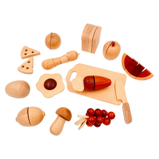 30 Pcs Wooden Fruits and Vegetables Cutting Playset - BIG FRENCHIES