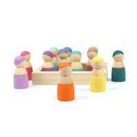 12-Piece Little Peg Doll Set with Tray — Pastel Colors - BIG FRENCHIES
