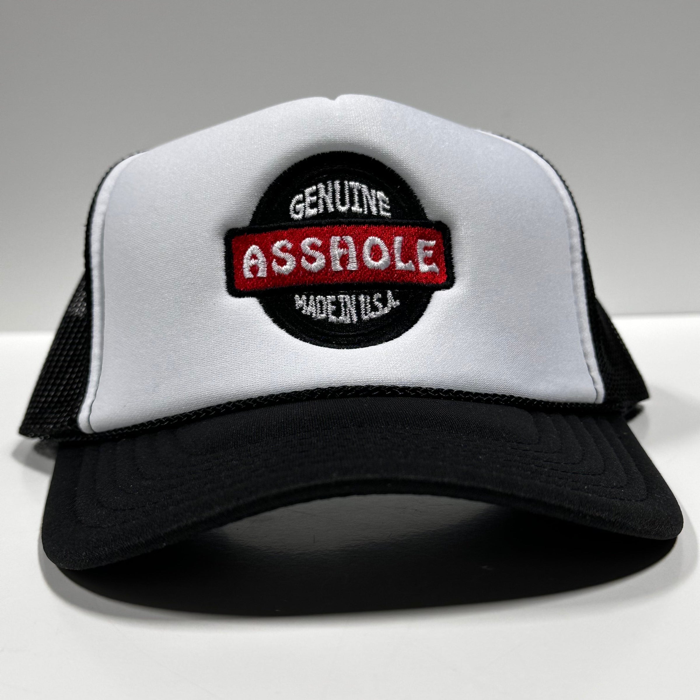 Genuine Asshole Made in USA Black Mesh Funny Snapback Cap Hat Custom Embroidered