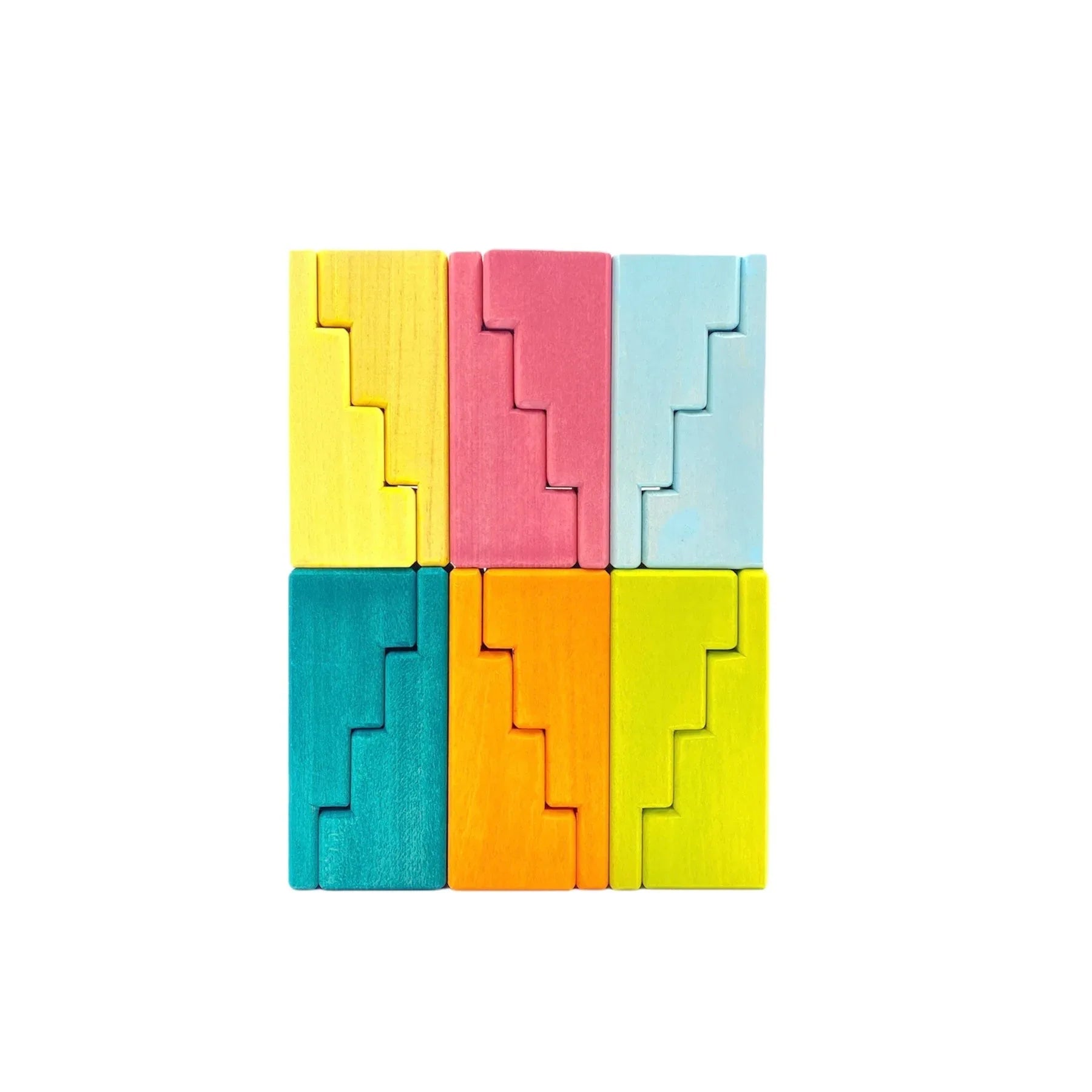 12-Piece Stained Stepped Roof Building Block Set — Pastel / Macaron Colors - BIG FRENCHIES